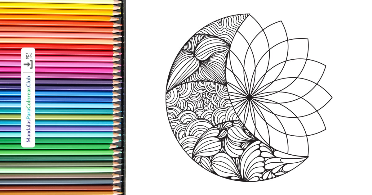 Mandala de Luna Zentangle para descargar en PDF