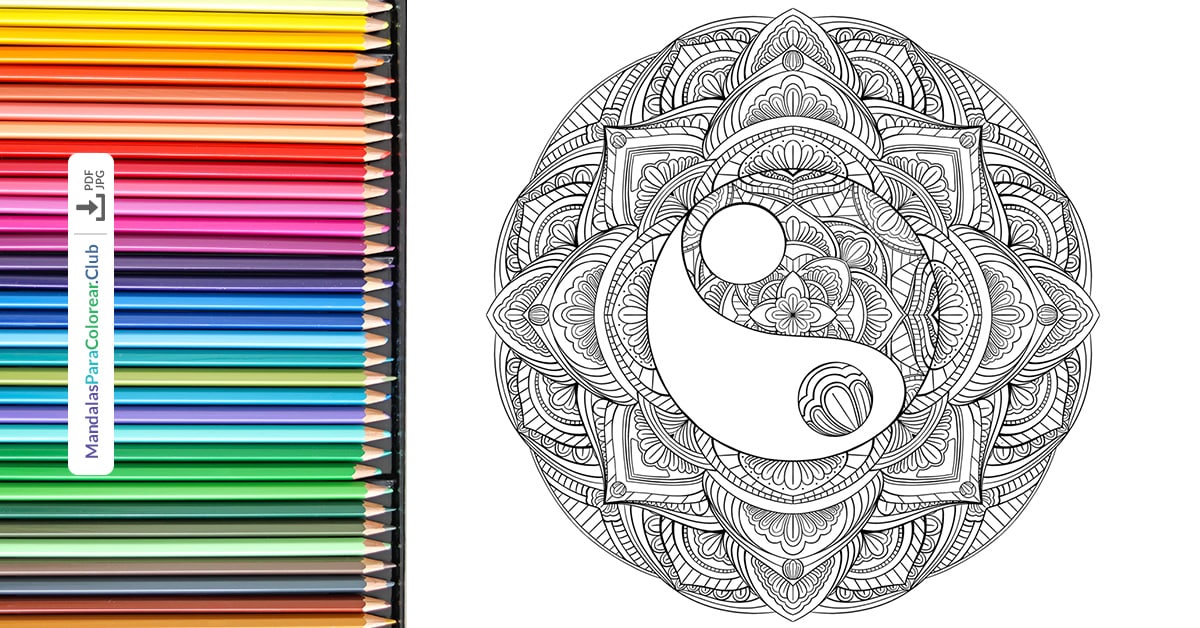 → Mandala Yin Yang para colorear e imprimir en JPG PNG PDF