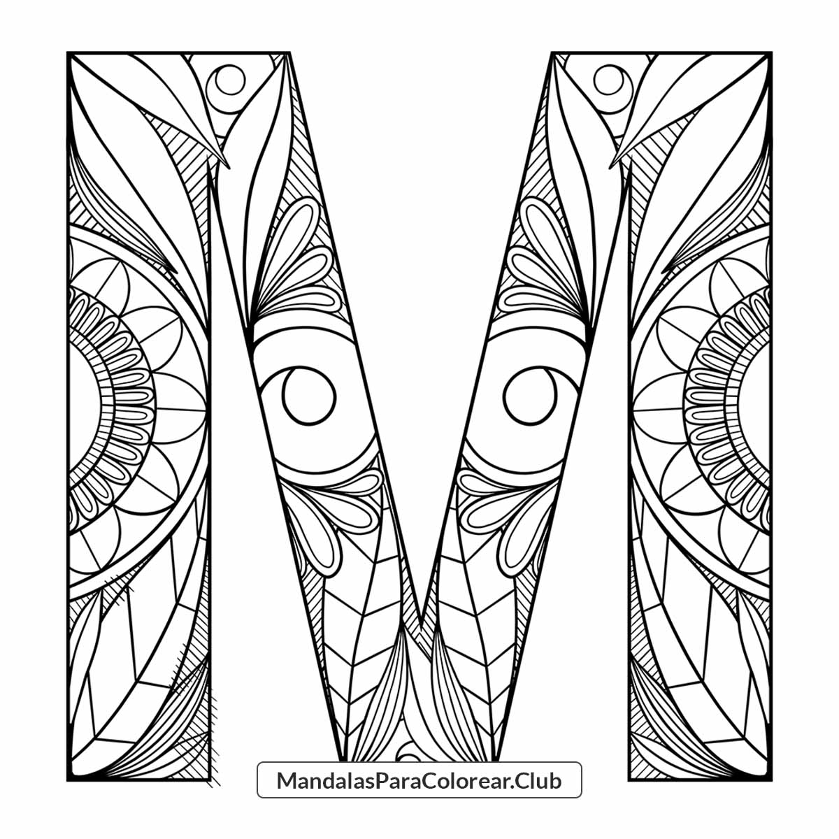 → Mandala Letra M estilo Zentangle para colorear e imprimir en JPG PNG c-mo-dibujar-la-letra-m-en-imprenta-comodibujarlaletram-youtube
